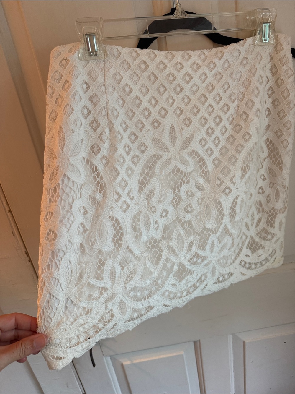 Free People White Crochet Lace Mini Skirt with Floral Motif - Picture 5 of 5